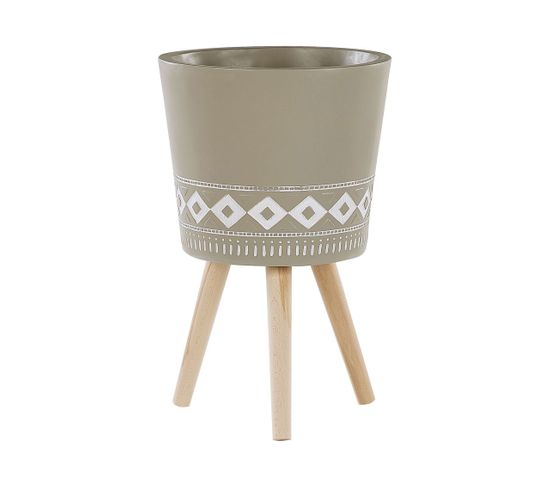 Cache-pot Beige Taupe Avec Pieds En Bois D 35 Cm Arta