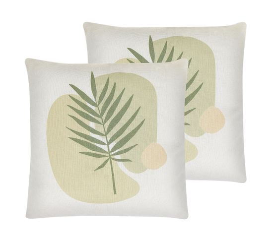 Lot De 2 Coussins Vert Clair Microsorum 45 X 45 Cm