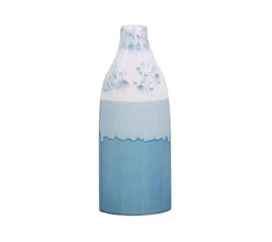 Grès Vase à Fleurs 30 Cm Bleu Blanc Callipolis