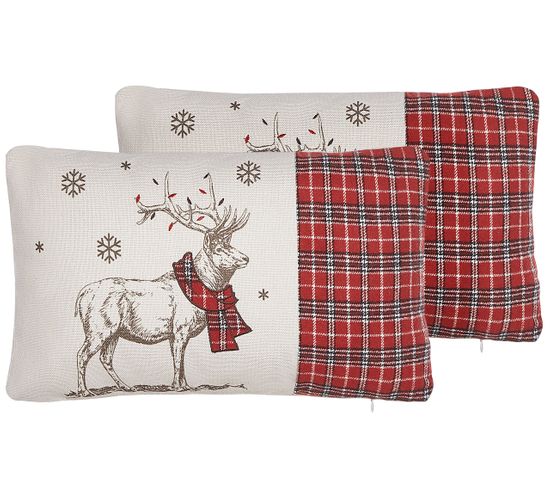 Lot De 2 Coussins Rouge Sven 30 X 50 Cm