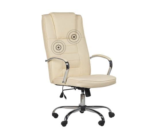 Fauteuil Massant Et Chauffant En Cuir Pu Beige Grandeur