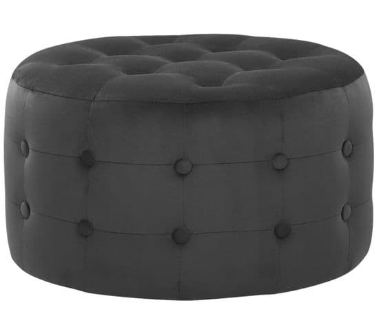 Pouf En Velours Noir D 55 Cm Tampa