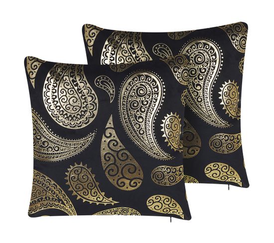 Lot De 2 Coussins Velours Doré Ursinia 45 X 45 Cm