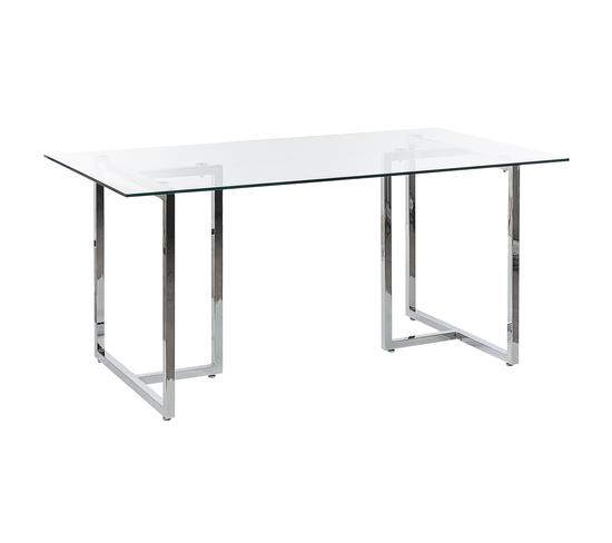 Table à Manger En Verre / Pieds Argentés 160 X 90 Cm Envia