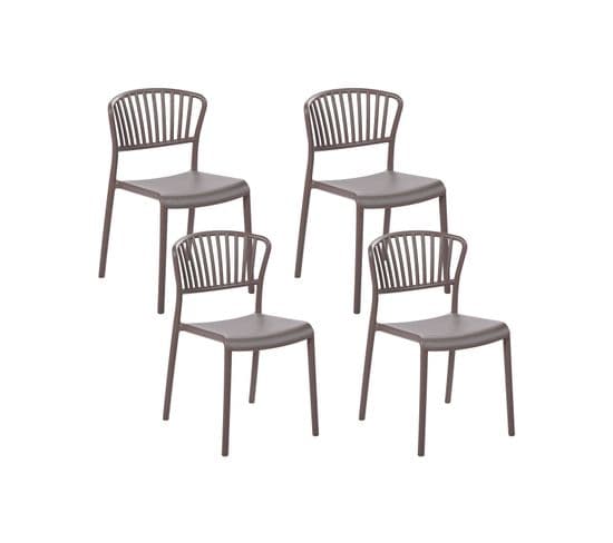 Lot De 4 Chaises De Jardin Taupe Gela