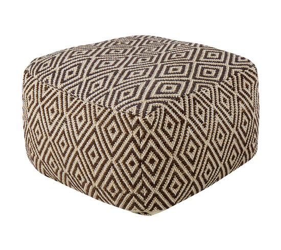 Pouf En Laine Marron Et Beige 60 X 60 Cm Manisa