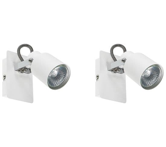 Lot De 2 Lampes Murales En Métal Blanc Bonte