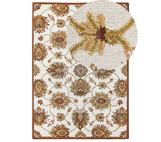 Tapis De Laine Beige Et Marron 160 X 130 Cm Ezine