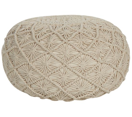 Pouf En Coton Beige 50 X 30 Cm Berkane