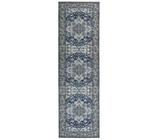 Tapis Gris Et Bleu 60 X 200 Cm Kottar