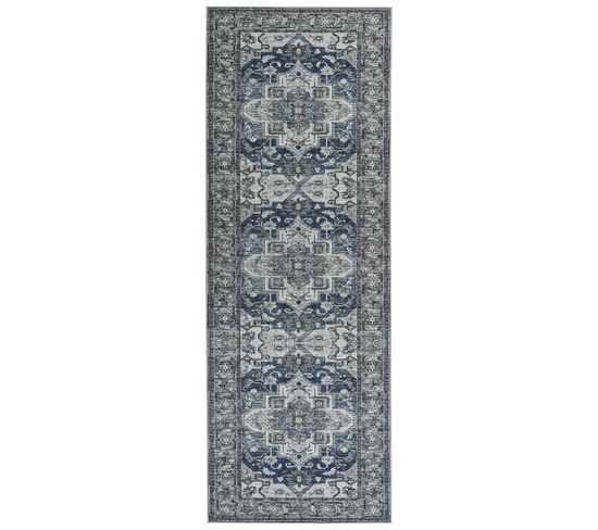 Tapis Gris Et Bleu 70 X 200 Cm Kottar