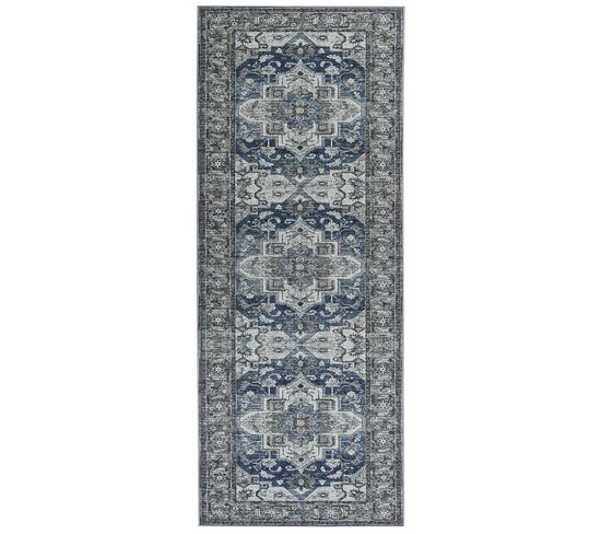 Tapis Gris Et Bleu 80 X 200 Cm Kottar