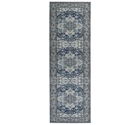 Tapis Gris Et Bleu 80 X 240 Cm Kottar