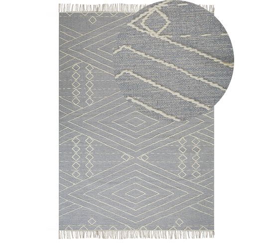 Tapis En Coton 160 X 230 Cm Gris Et Blanc Khenifra