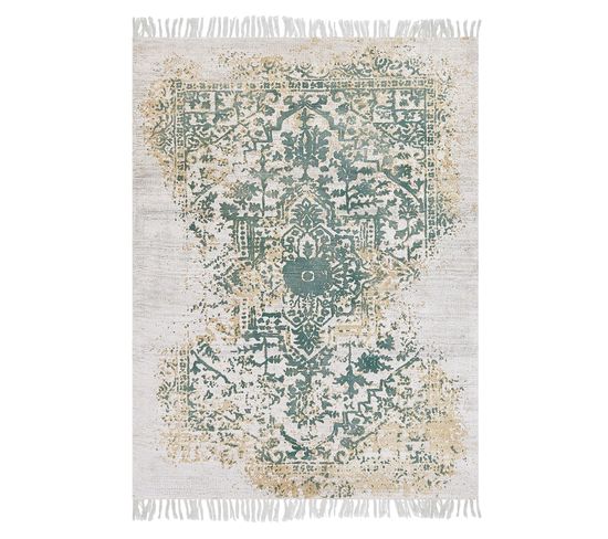 Tapis En Viscose Beige Et Vert 140 X 200 Cm Boyali