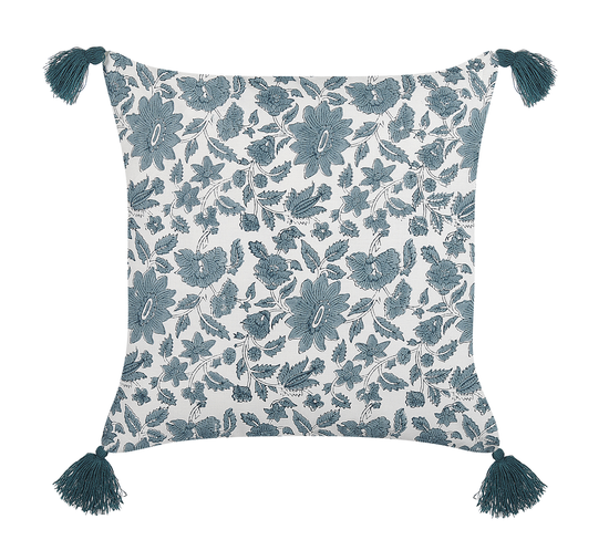 Coussin Impression En Bloc Coton Bleu Rumex 45 X 45 Cm