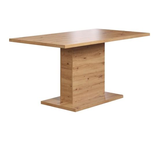 Table à Manger Fixe Follow 6 Personnes - Mélamine Chêne Artisan - L160 X P80 X H76 Cm - Trendteam