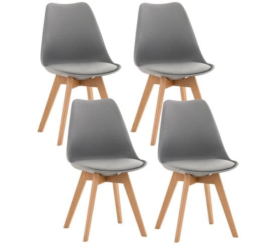 Lot De 4 Chaises De Cuisine Linares Gris/plastique