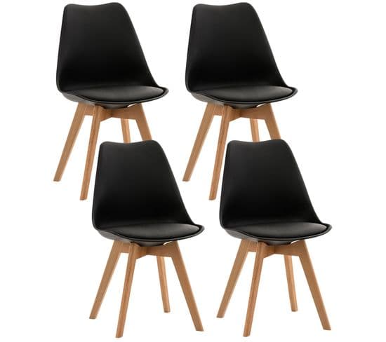 Lot De 4 Chaises De Cuisine Linares Noir /plastique