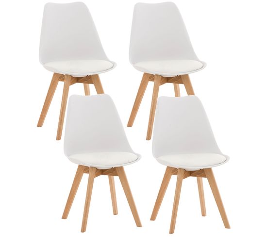 Lot De 4 Chaises De Cuisine Linares Blanc /plastique