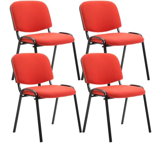 Lot De 4 Chaises Visiteur Ken En Tissu Rouge