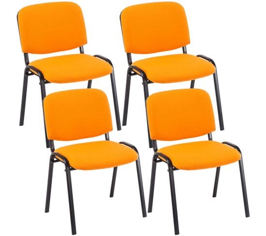 Lot De 4 Chaises Visiteur Ken En Tissu Orange