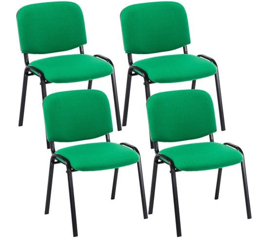 Lot De 4 Chaises Visiteur Ken En Tissu Vert