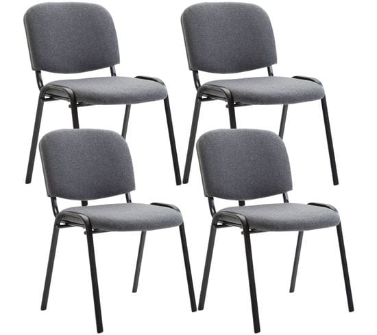 Lot De 4 Chaises Visiteur Ken En Tissu Gris