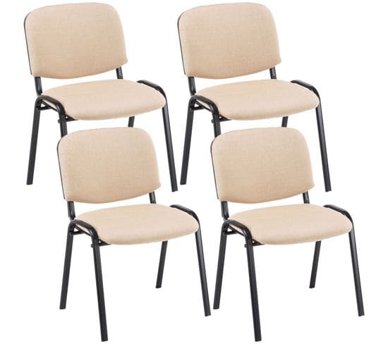 Lot De 4 Chaises Visiteur Ken En Tissu Crème