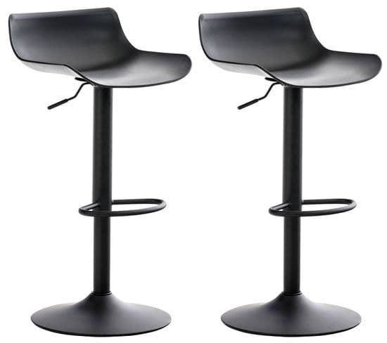 Lot De 2 Tabourets De Bar Aveiro En Plastique Noir