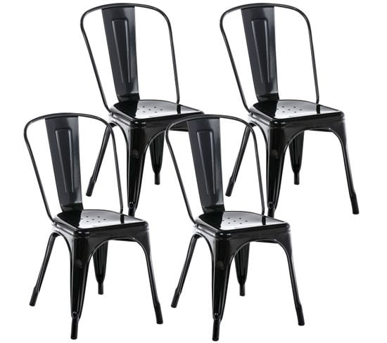 Lot De 4 Chaises Métalliques Empilables Benedikt Noir