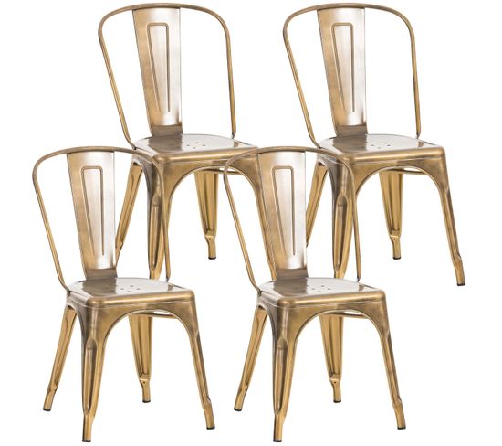 Lot De 4 Chaises Métalliques Empilables Benedikt Or