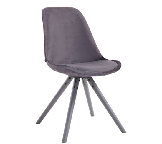 Chaise De Salle À Manger Toulouse En Velours Avec Pieds Ronds Gris Foncé/gris