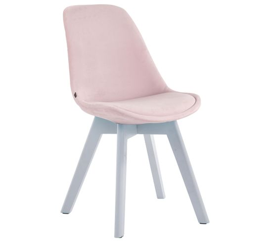 Chaise De Salle À Manger Borneo V2 En Velours Rose/blanc