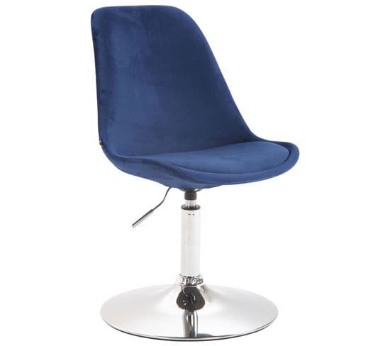 Chaise De Salle À Manger Maverick En Velours Avec Pied Trompette Bleu/chrome