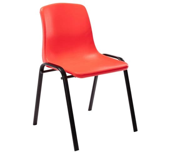 Chaise Empilable Nowra Avec Assise En Plastique Et Piètement En Métal Noir Mat Rouge