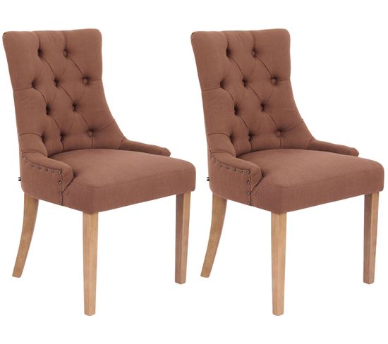 Lot De 2 Chaises De Salle À Manger Aberdeen En Tissu Marron/antique Clair