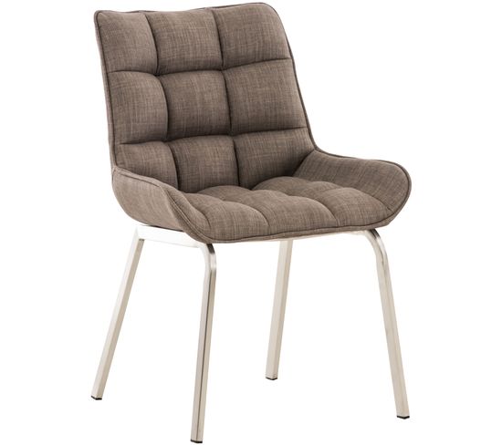 Chaise De Salle À Manger Saranda En Tissu Gris/acier Inoxydable