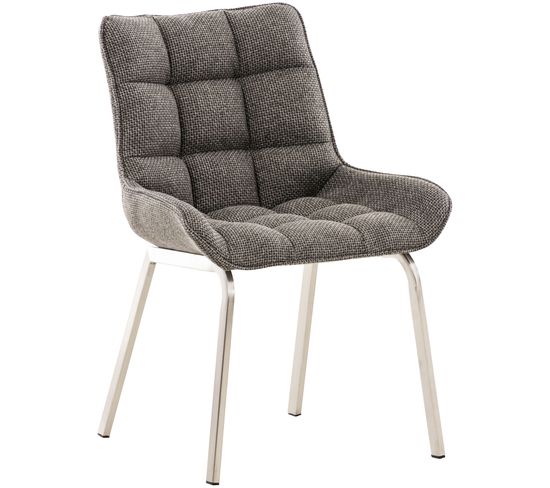 Chaise De Salle À Manger Saranda En Tissu Gris Titane/acier Inoxydable