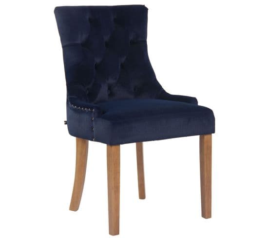 Chaise De Salle À Manger Aberdeen En Velours Avec Piètement En Bois D'hévéa Bleu/antique Clair