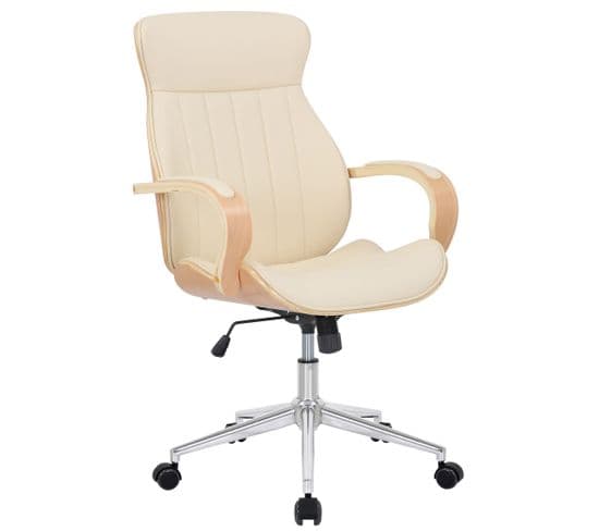 Fauteuil De Bureau Melilla En Similicuir Nature / Crème