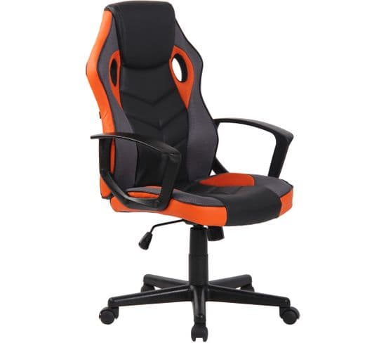 Fauteuil De Bureau / Gaming Glendale En Similicuir Et Tissu En Maille Noir / Orange