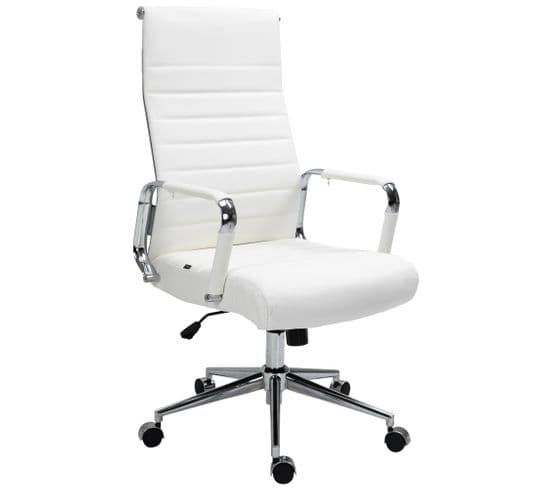 Fauteuil De Bureau Kolumbus En Véritable Cuir Blanc