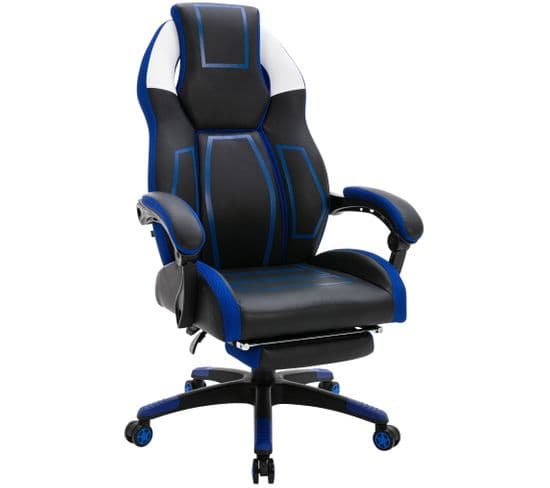 Fauteuil De Bureau Gamer Clovis En Similicuir Noir / Bleu