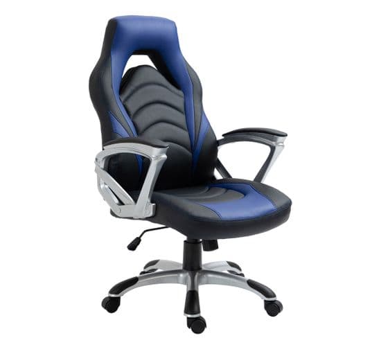 Fauteuil De Bureau / Gaming Foxton En Similicuir Noir / Bleu