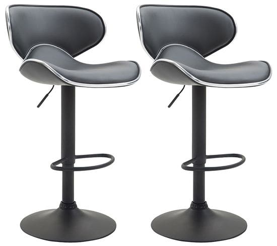 Lot De 2 Tabourets De Bar Las Vegas V2 Similicuir Gris/noir