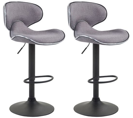 Lot De 2 Tabourets De Bar Las Vegas V2 Tissu Gris Clair/noir