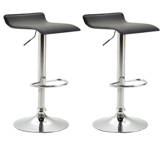 Lot De 2 Tabourets De Bar Dyn V2 Similicuir Noir /chrome