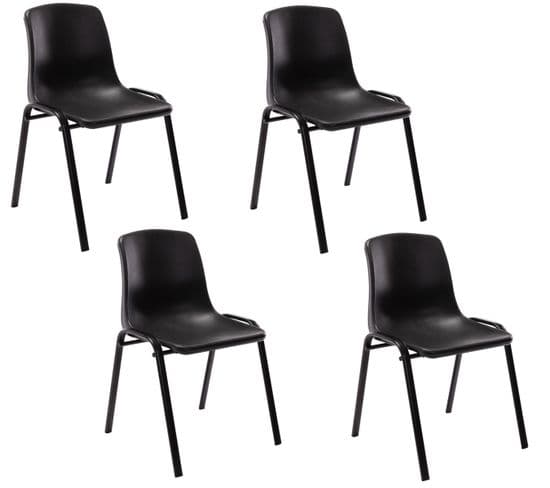 Lot De 4 Chaises Empilables Nowra Avec Assise En Plastique Et Pieds En Métal Noir Mat Noir