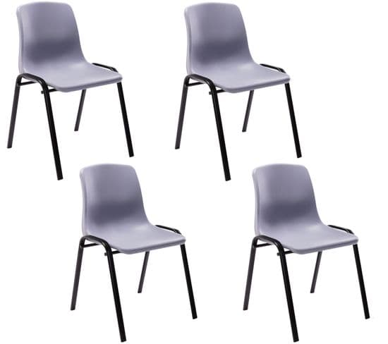 Lot De 4 Chaises Empilables Nowra Avec Assise En Plastique Et Pieds En Métal Noir Mat Gris